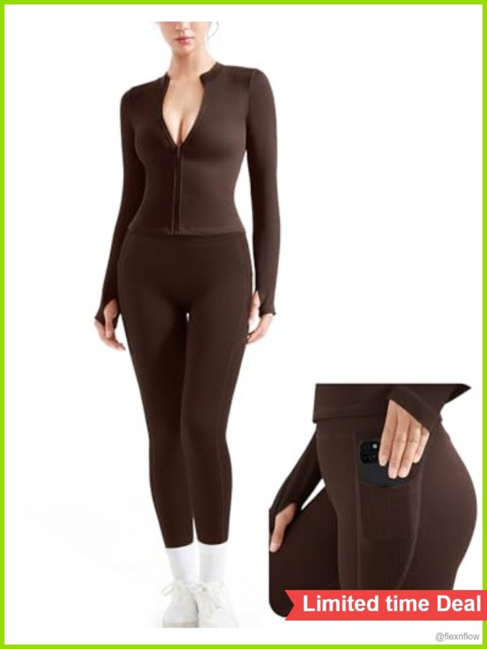 Women 2 Piece Ribbed Seamless Workout Set Zip Up Jacket High Waisted Leggings